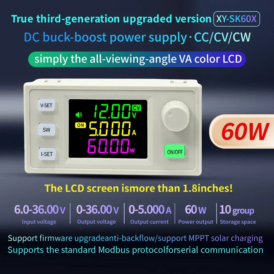 60W/120W CNC DC Buck Boost měnič s barevným displejem, nastavitelným napětím