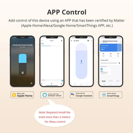 Zemismart Matter WiFi Smart Curtain Motor with Voice Control