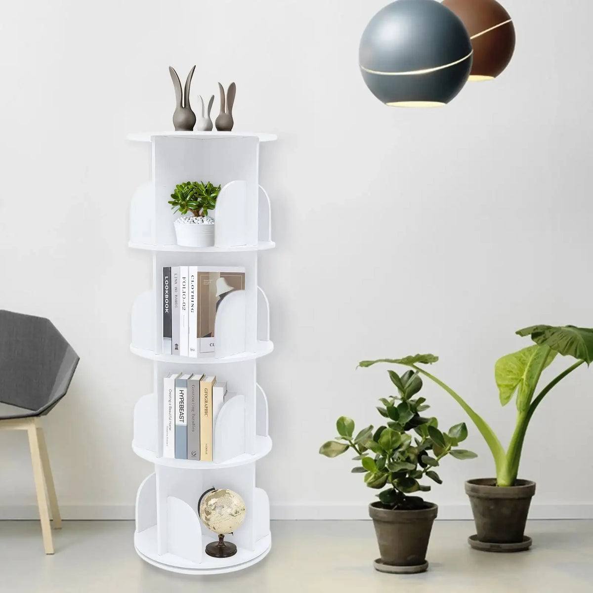 Rotating Bookcase 4-Tier - Silent 360 Degree Rotation