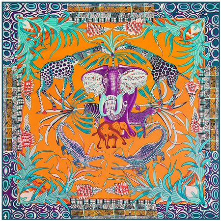 InterCyprus Twill Silk Scarf &ndash; Captivating Giraffe Print Design