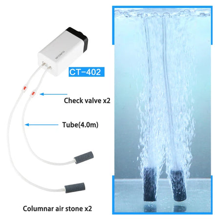 SUNSUN CT Series Aquarium Aerator Ultra Silent &ndash; Low Noise CT-402 A SET