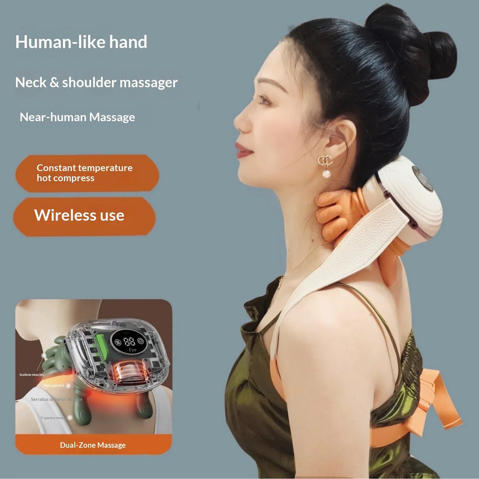 Wireless Neck and Shoulder Massager with 3 Speeds Kneading Massage Shawl