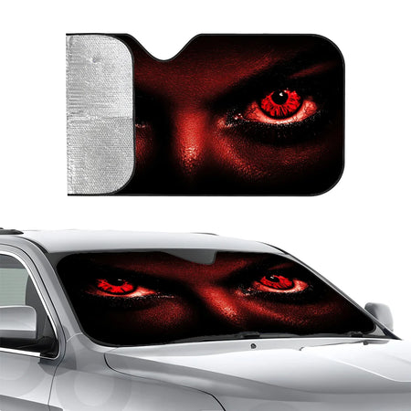 Horror Devil Eyes Foldable Car Sunshade - UV Protection Windshield Shield