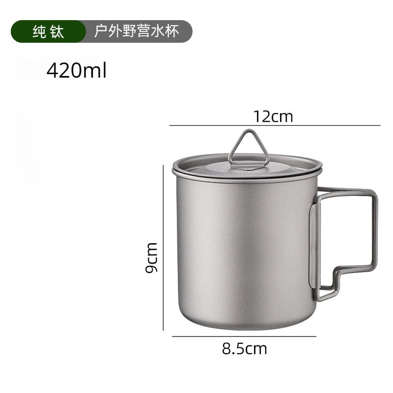 Outdoor Titanium Camping Cup - Foldable Handle Portable 420ml / 401-500ml