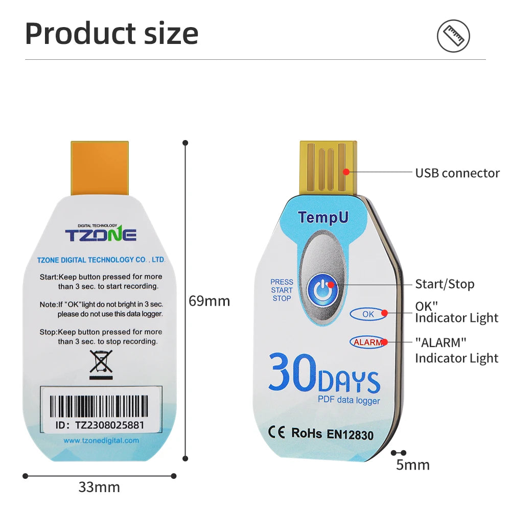 USB Temperature Data Logger &ndash; High Capacity 10000 Points
