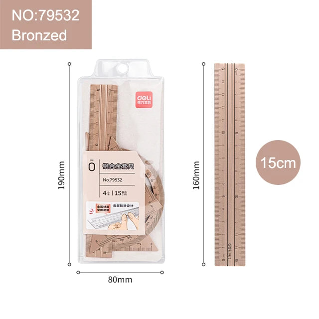 4-in-1 Aluminium Alloy Multifunctional Ruler Set 79532-Bronzed / CHINA
