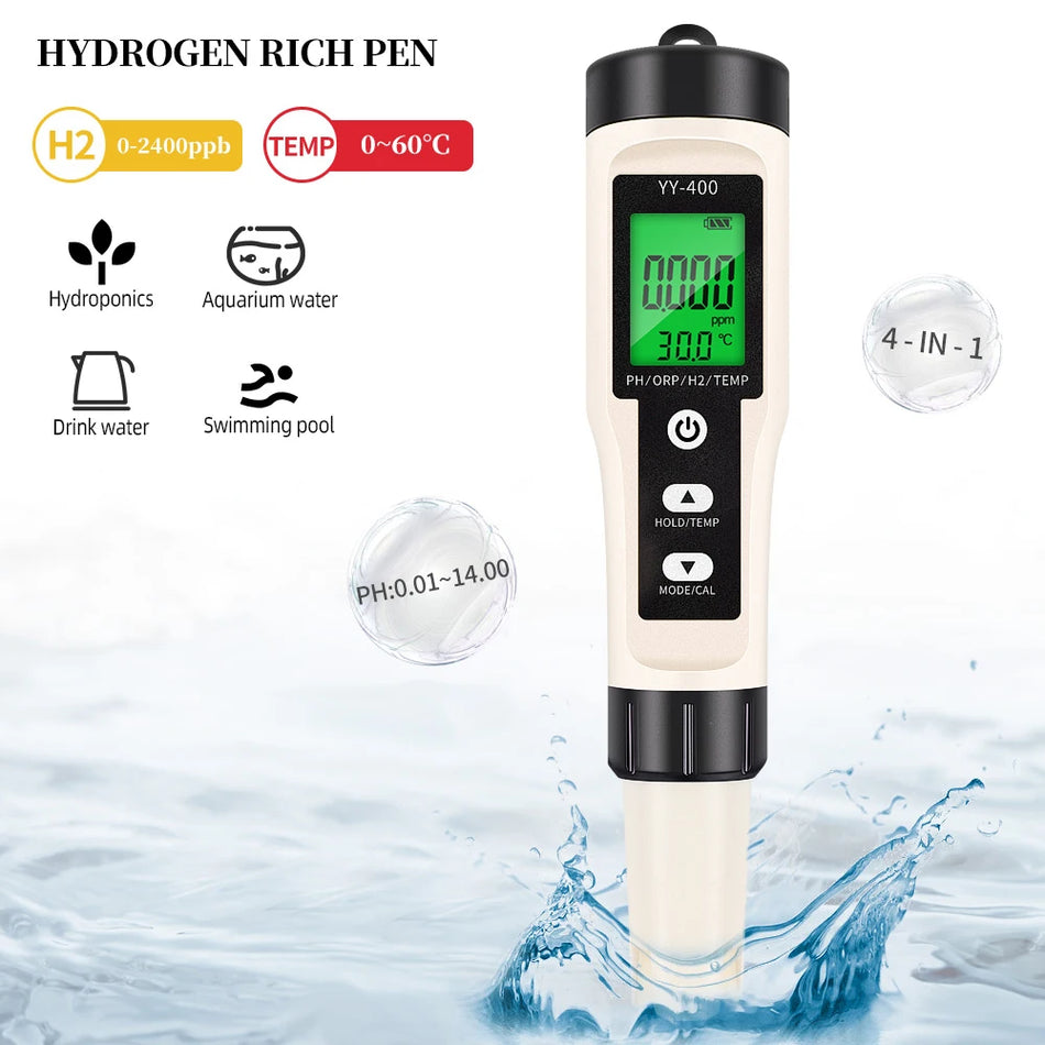 4/3/2 In 1 PH ORP H2 Meter Portable Pen &ndash; Water Purity Test