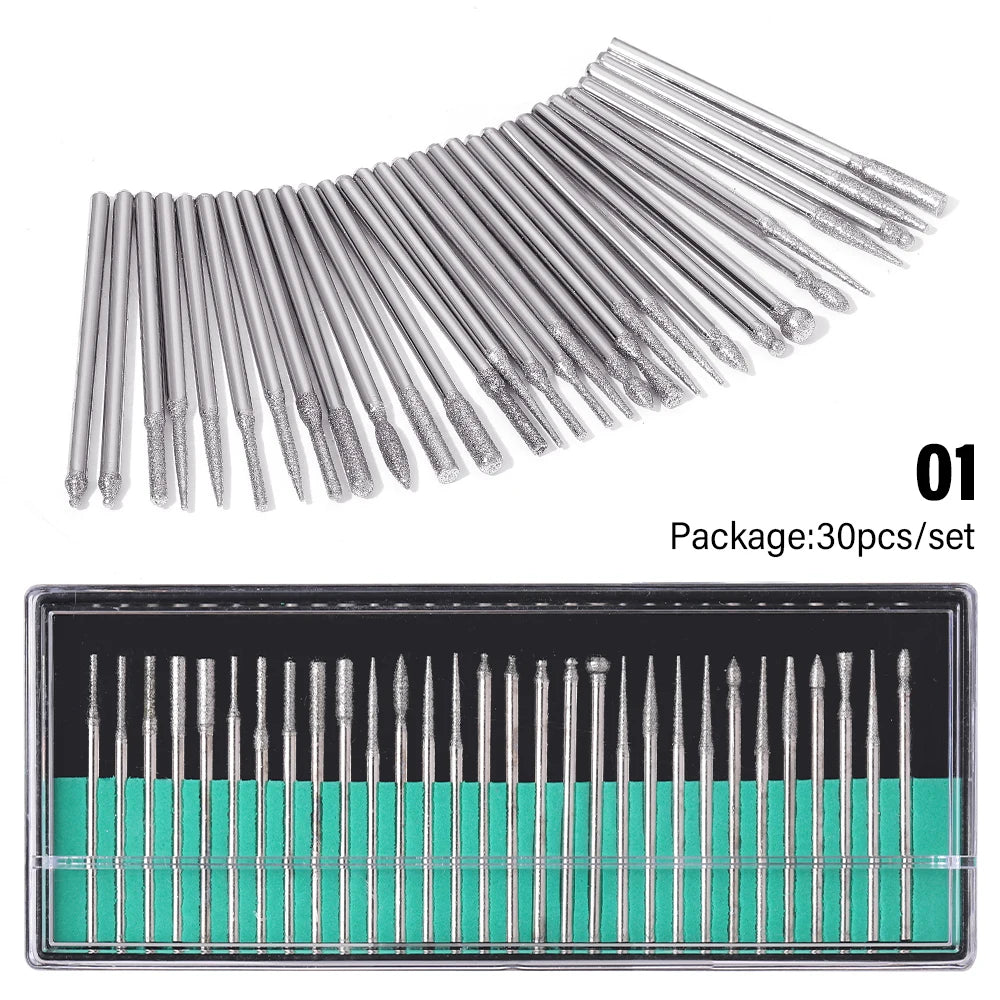 YIKOOLIN DMT Nail Drill Bits Set - Multi Size 12-30 A-30PCS