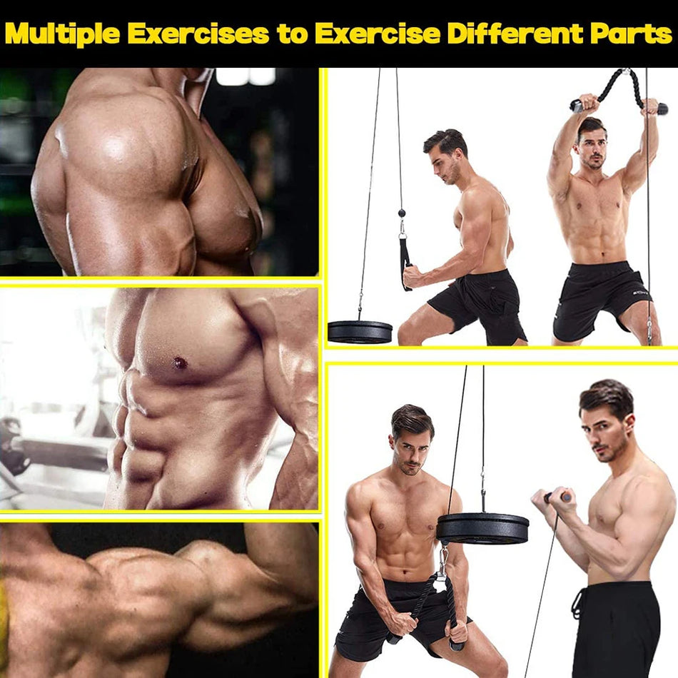Sistema de Cabos de Pulley de Fitness Ajustável de 2,5m para Treinos de Braço em Casa