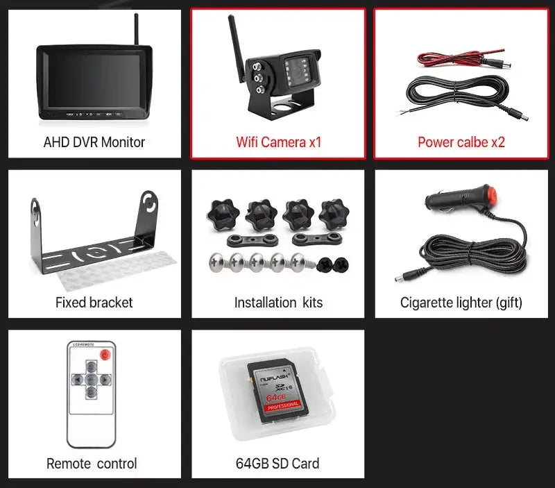7 Inch AHD DVR Monitor Wireless Backup Camera With Night Vision For Trucks by InterCyprus Trading Ltd