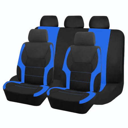 Sporty Universal Polyester Car Seat Covers for All Vehicles Blue 5 seat