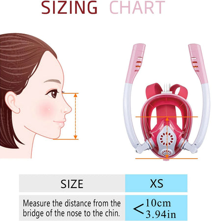Kids Full Face Snorkel Mask - Dual Breathing Tubes