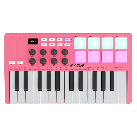 M-VAVE SMK-25 USB MIDI Keyboard Controller - Bluetooth SMK-25  Pink