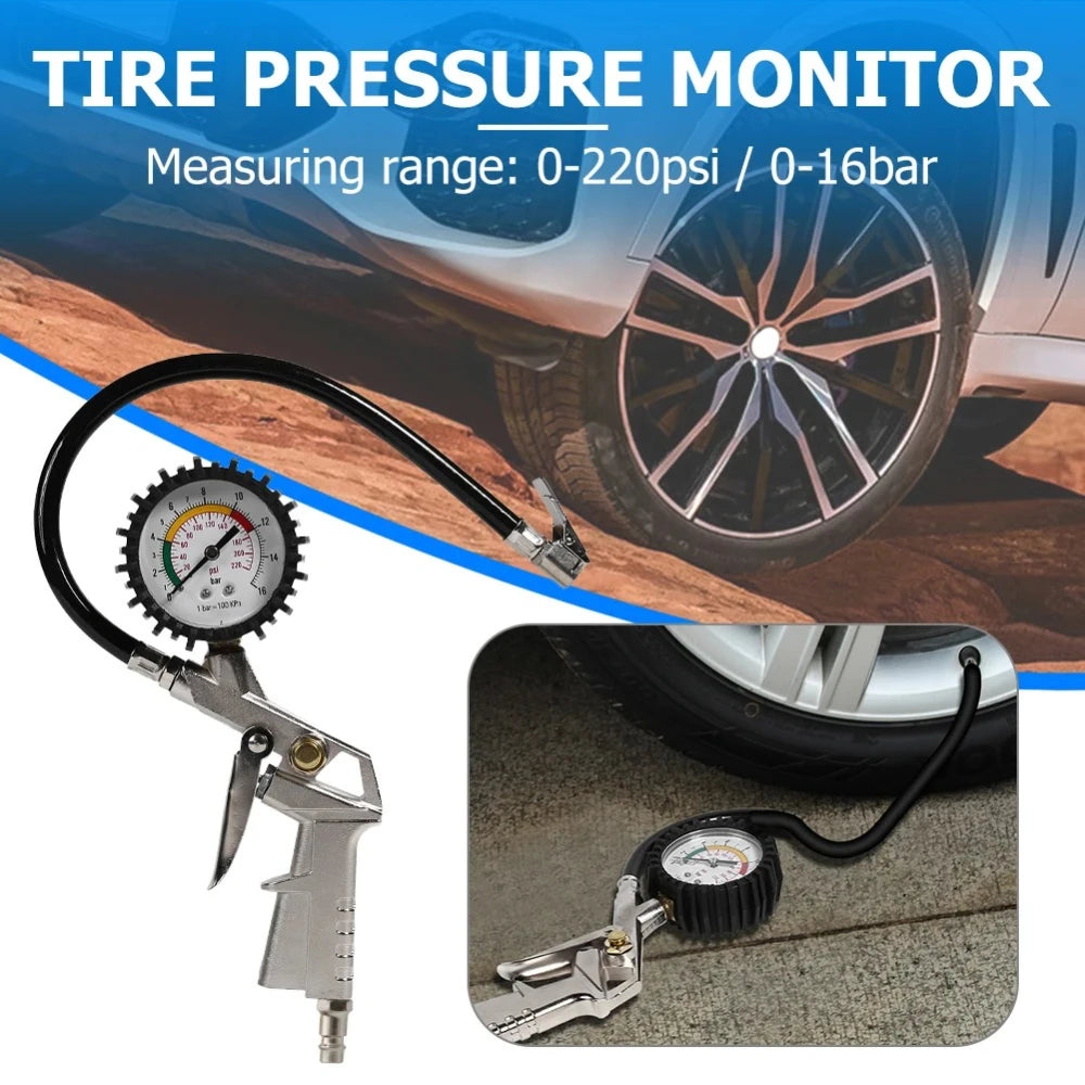 New Car Tire Pressure Gauge - 0-220 PSI EU Plug Durable