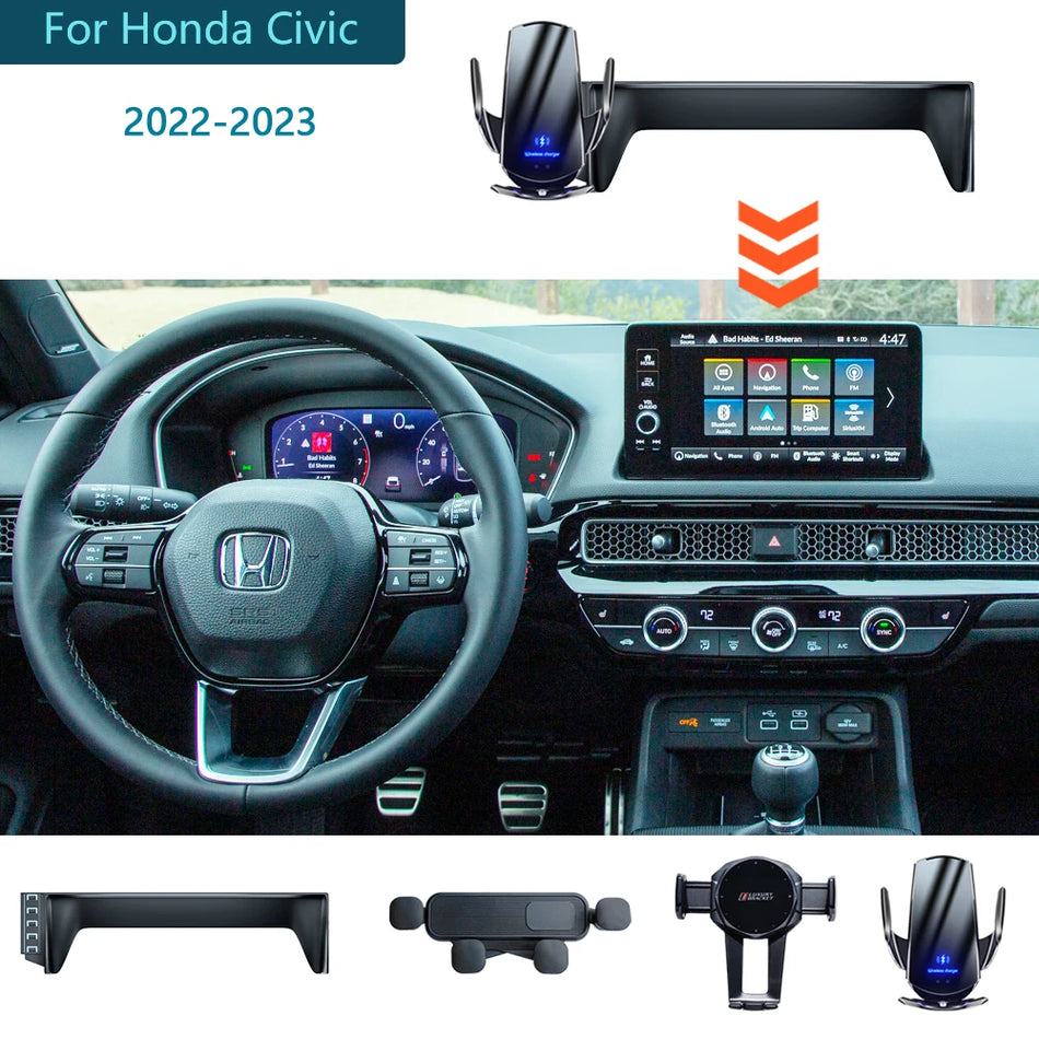Honda Civic 2022 15W Trådlös Laddning Telefonhållare