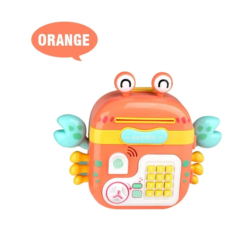 Crab Piggy Bank Toy - Music Lights For Fun Learning orange