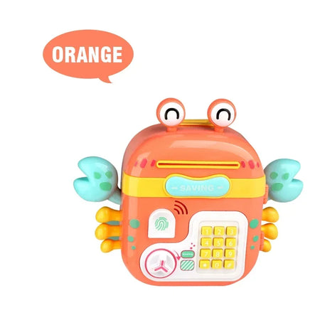 Crab Piggy Bank Toy - Music Lights For Fun Learning orange