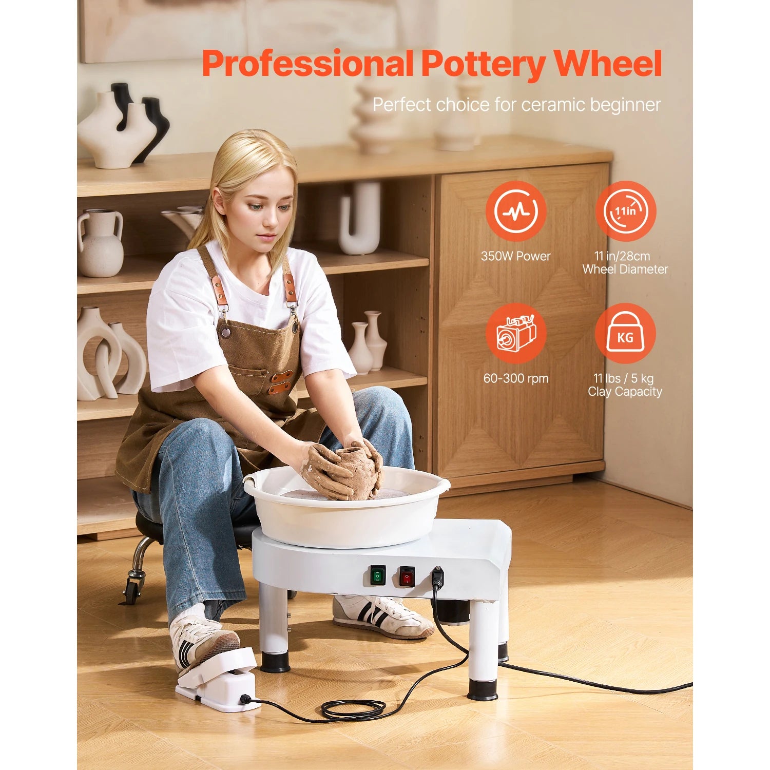 SucceBuy Pottery Wheel &ndash; Variable Speed 60-300 RPM