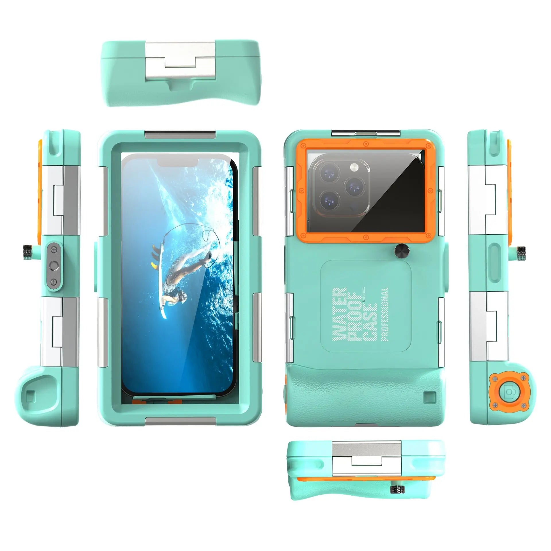 Shellbox Waterproof Phone Case &ndash; IP68 Standard for Diving and Swimming Grass Orchid  orange / for phone series(6.9&quot;) / Case &amp; Strap|PC