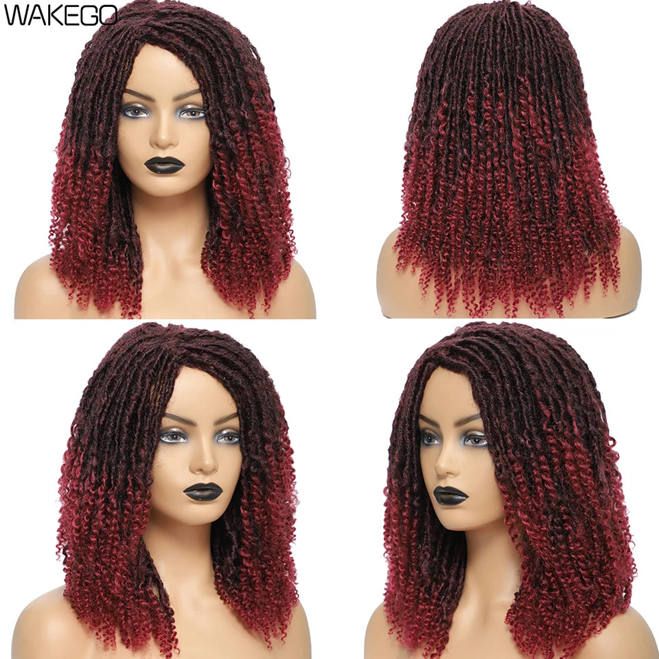 Wakego Goddess Faux Locs Short Dreadlock Wig with Curly Ends for All