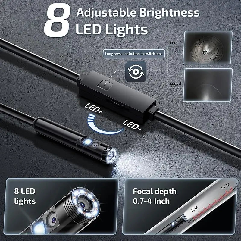 2MP Single Dual Lens Endoscope Camera W300 - 3-In-1 USB C