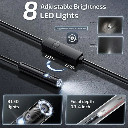 2MP Single Dual Lens Endoscope Camera W300 - 3-In-1 USB C