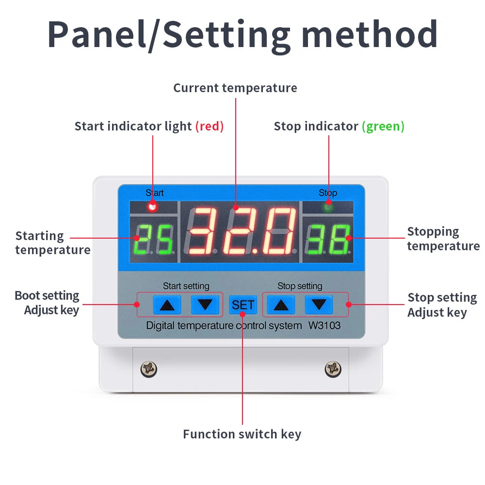 XH-W3103 Digital Temperature Controller &ndash; 220V 5000W LCD