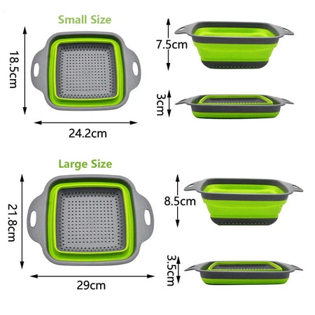 2PCS Silicone Folding Colander Kitchen Strainer - Foldable &amp; Eco-Friendly