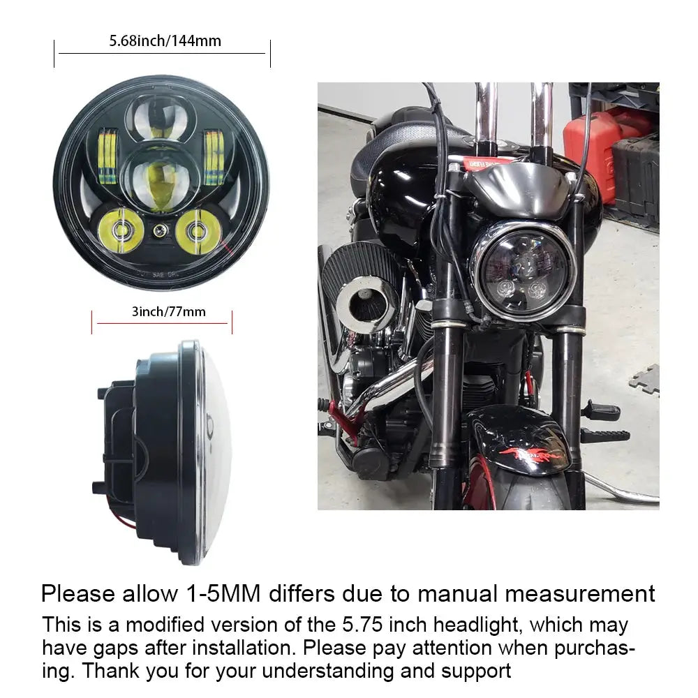 5.75 inch LED Headlight for Yamaha Bolt Raider Stryker SCR950 Warrior Hi/Low Beam Parking Light by InterCyprus Trading Ltd
