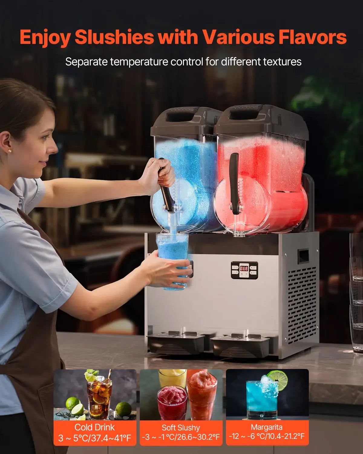 Commercial Slushy Machine Stainless Steel Dual 12L Tanks