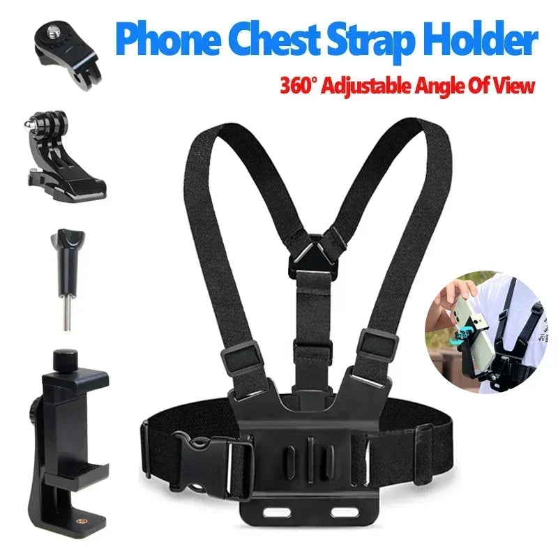 Mobile Phone Chest Strap Holder 5 In 1 &ndash; Immersive POV black