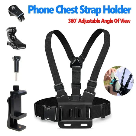 Mobile Phone Chest Strap Holder 5 In 1 &ndash; Immersive POV black