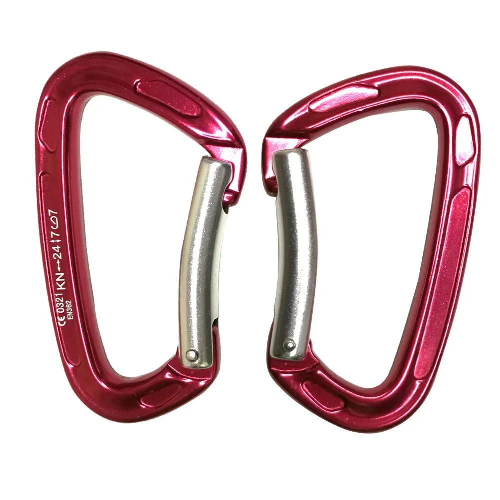 24KN Bent Gate Climbing Carabiner &ndash; Ultra Strong Locking 2PC