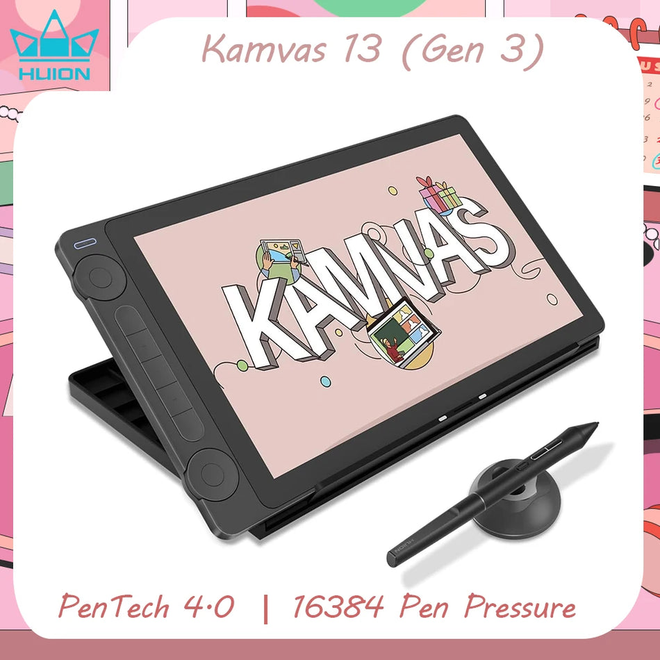 Kamvas 13 Gen 3 Γραφικό Ταμπλέτα με Οθόνη 13.3-Ιντσών, PenTech 4.0 Στυλό