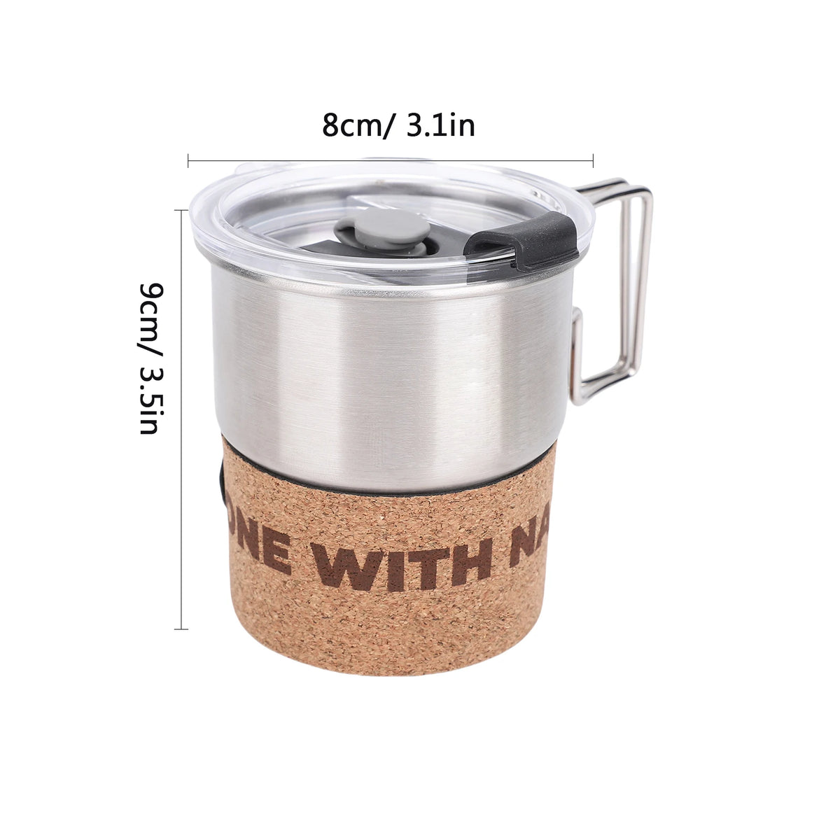 Camping Cup Outdoor 300ml &ndash; Foldable Handle And Cork Cover 300ml