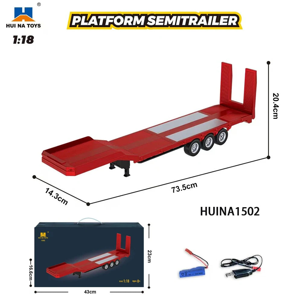 Huina1318 1:18 Anhänger 9-Kanal Ferngesteuerter Pritschenanhänger RC