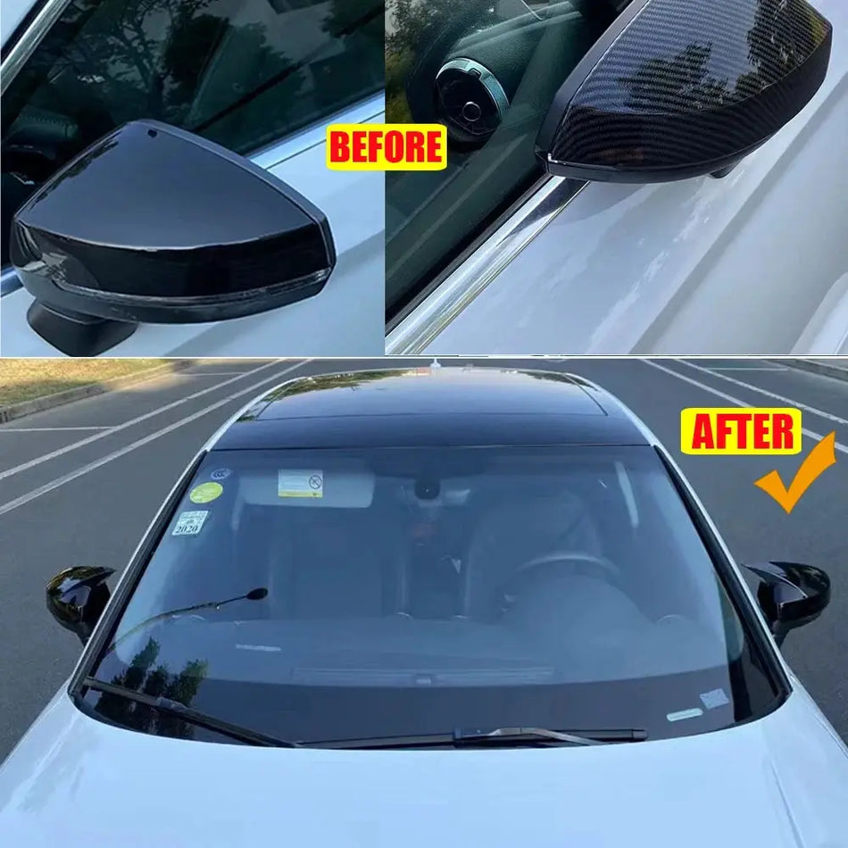 Rearview Mirror Cover Set Glossy Black for Audi A3 S3 RS3 2013-2020 by InterCyprus Trading Ltd