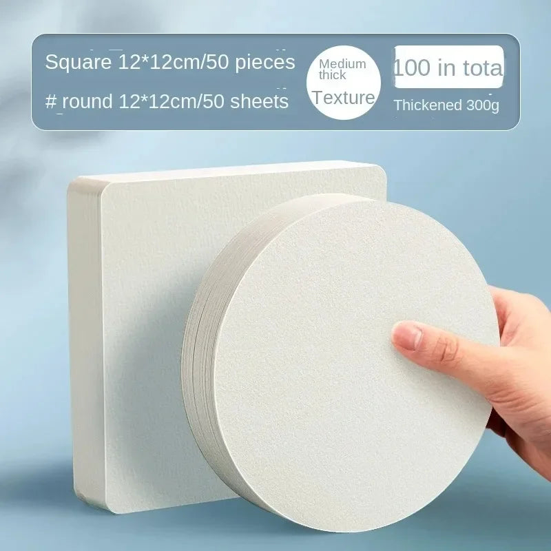Watercolor Paper Cards for Painting - Portable Blank Postcard with Professional Watercolor Paper 100Pcs Square Round / CN