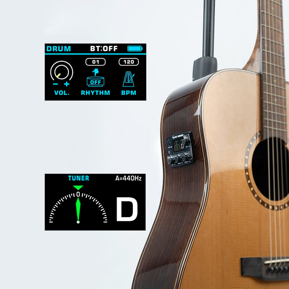 Guitto Akustická Kytara Vibrační Snímač GGP-05 pro Živé Streamování, S EQ