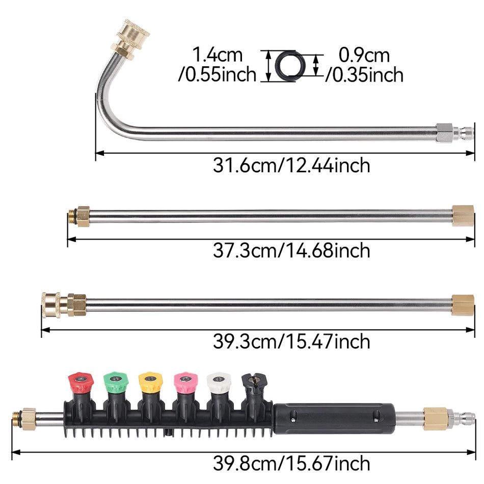 Hulit High-Pressure Car Washer Extension Rod 2m Stainless Steel