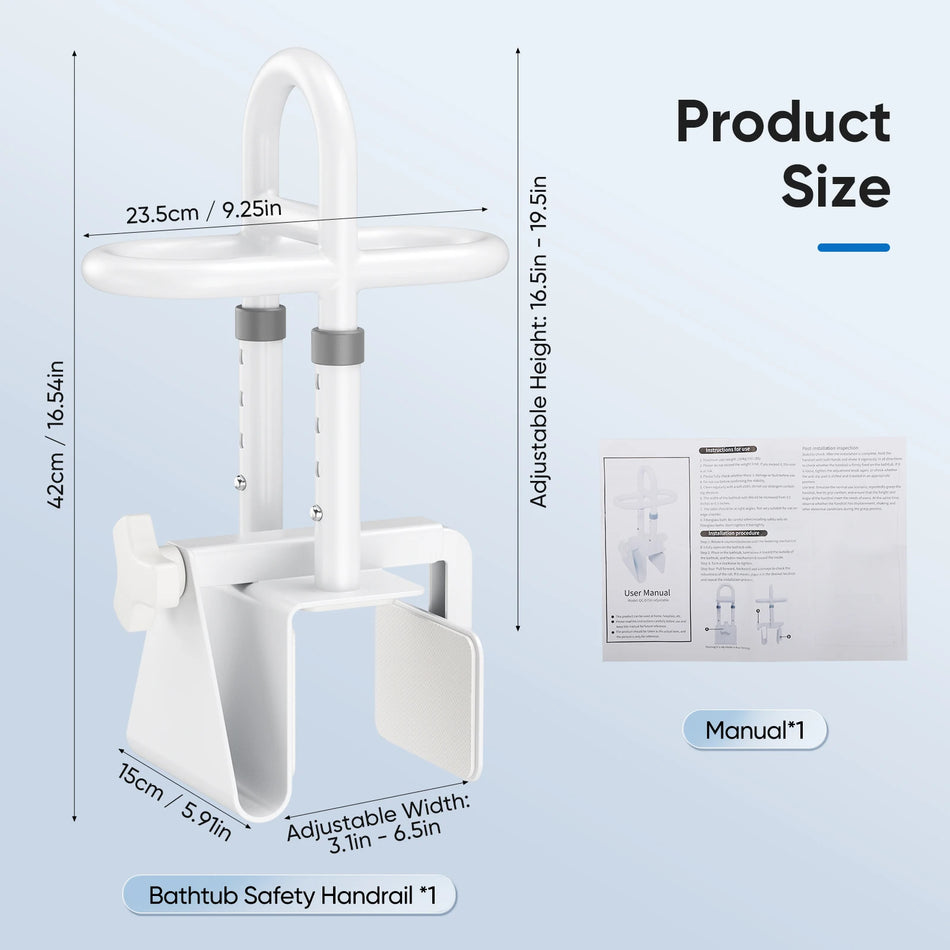 Trippelhandtag Badkar Greppstång 7.5-17cm Ingen borrning