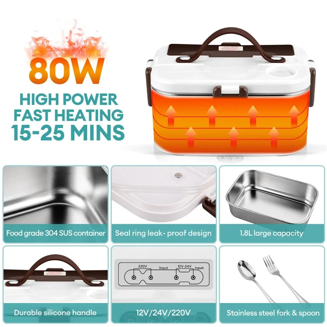 CkeyiN 220V 1.8L Lunch Box Warmer &ndash; 80W High Power Travel