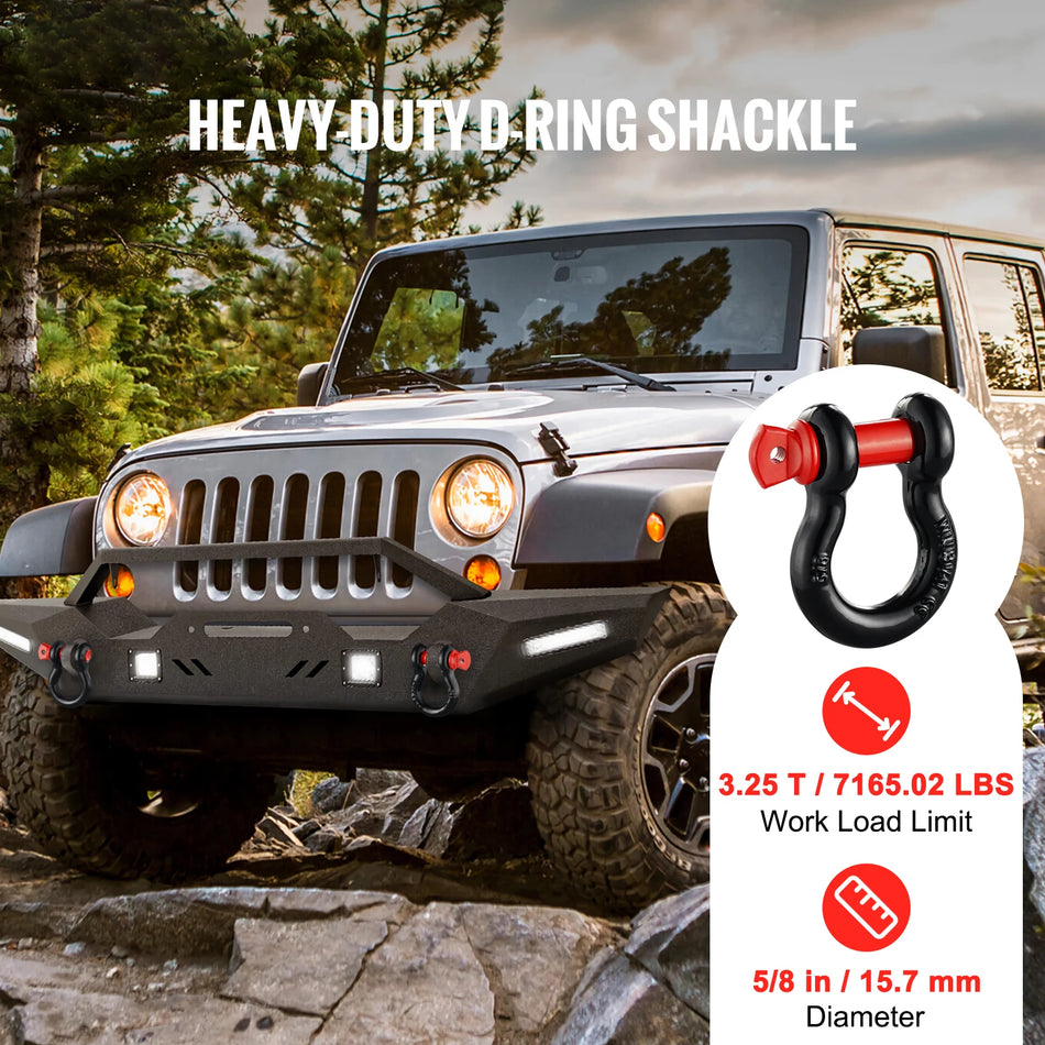 4Pcs FiveEighthInch D Ring Shackle 13T Tow Hook