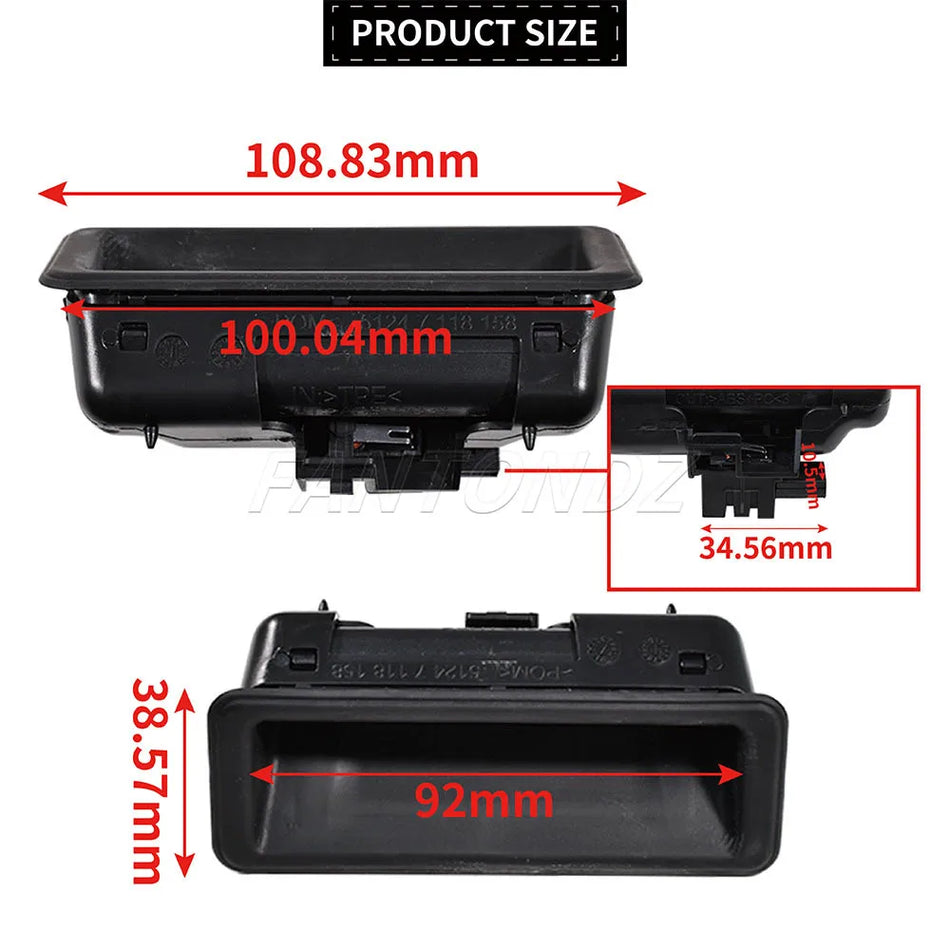 Tagumise ukse lüliti pagasiruumi käepide BMW E60 E61 E90 E91 E92 E93 E70 E88 E71 E72 E84 1 3 5 seeria X1 X3 X5 X6 7118158 51247118158 jaoks