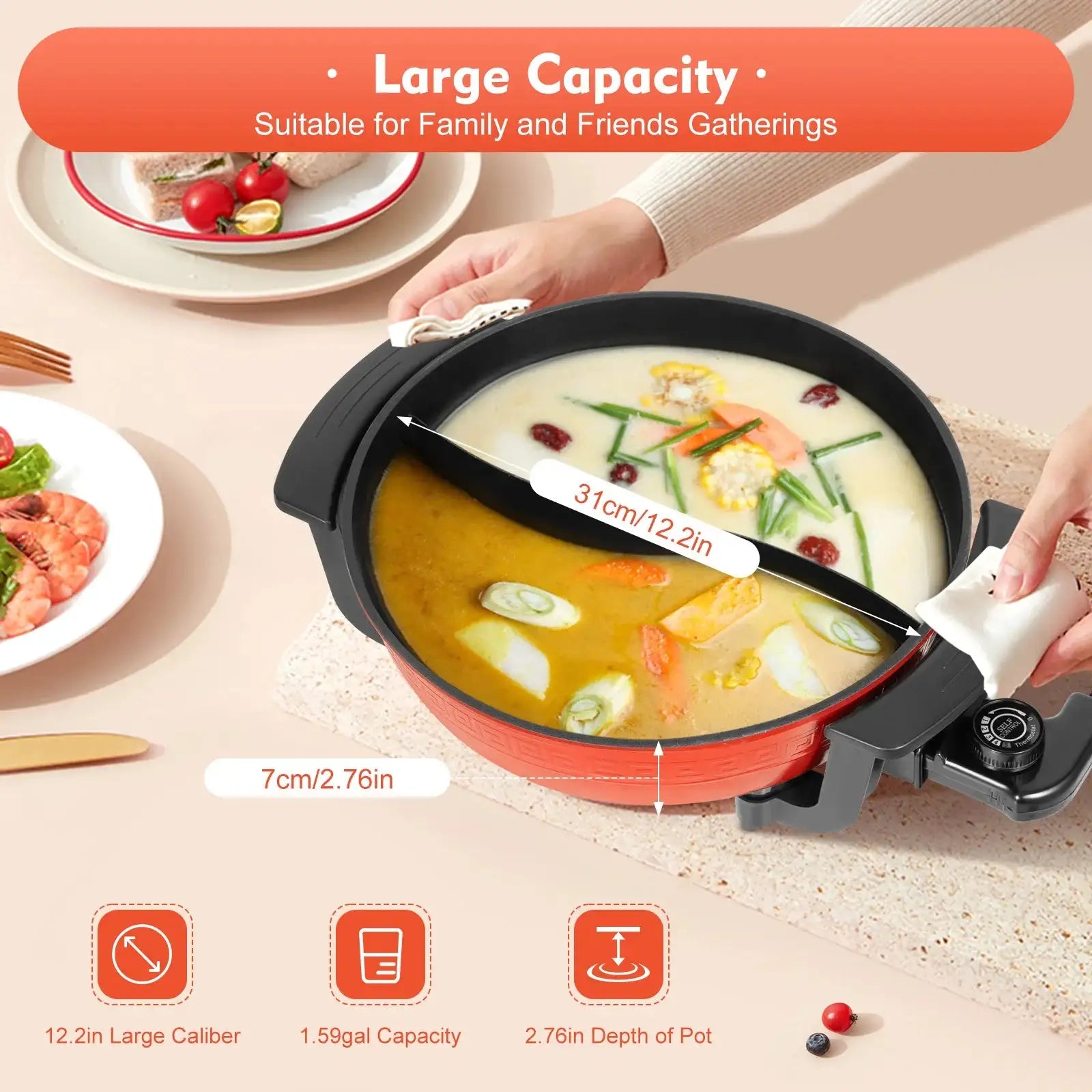 1360W Electric Hot Pot &ndash; Large 6L Capacity For Gatherings