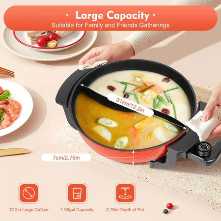 1360W Electric Hot Pot &ndash; Large 6L Capacity For Gatherings