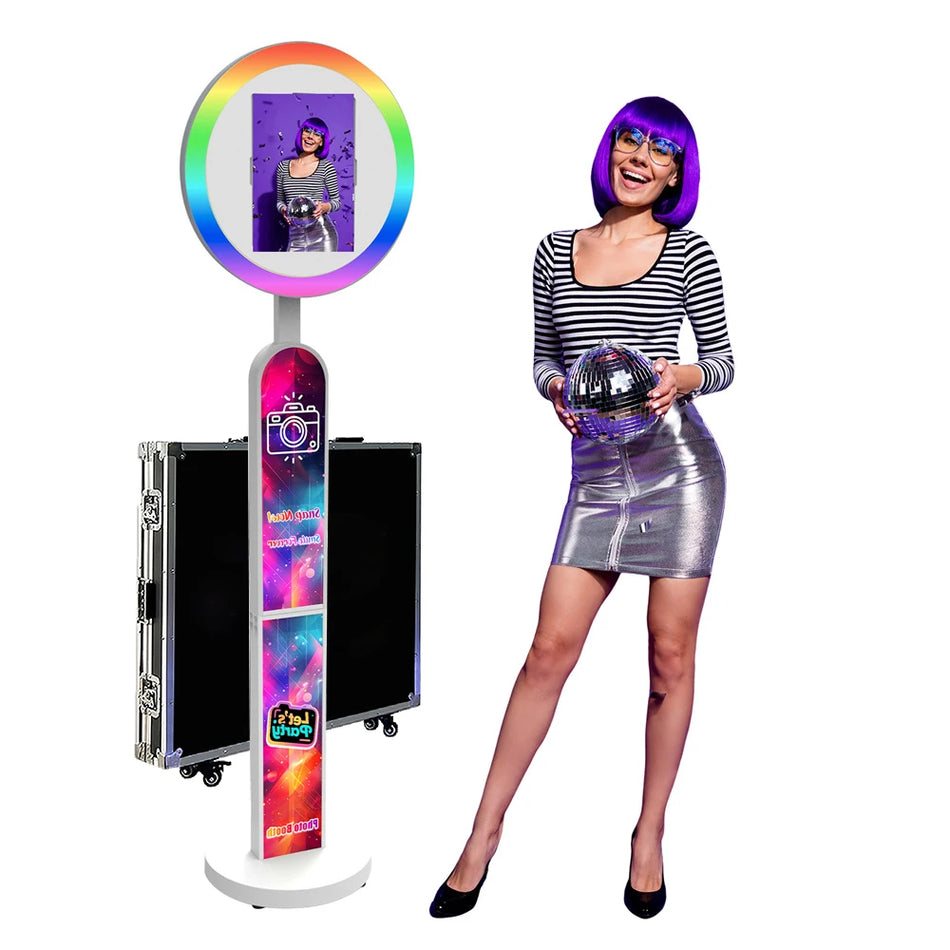 iPad-valokuvateltta RGB-renkaavalolla ja lentokoteloilla