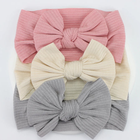 Knit Baby Headband Set - 3 Soft Nylon Bows for Infant Girls A1