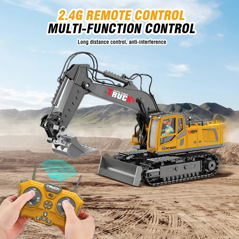 Multifunction Remote Control Excavator Engineering Vehicle 17 Channel Simulation Alloy RC Excavators Truck Toy Car Children Toys