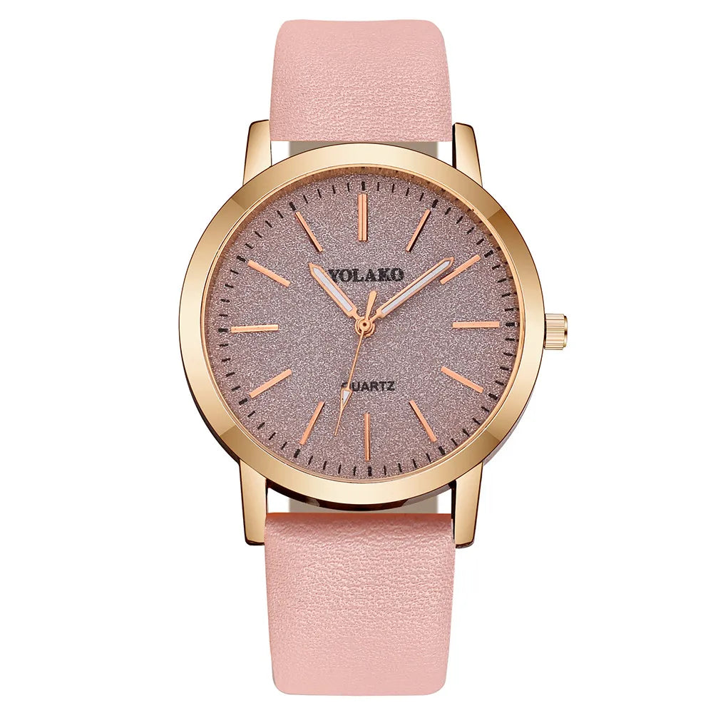 Luxury Fashion Women's Quartz Leather Wristwatch by DQG Pink